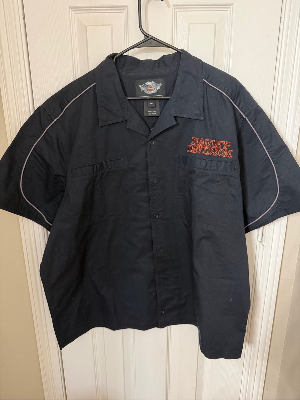 Harley-Davidson Black Button-Up Shirt with Logo Patch